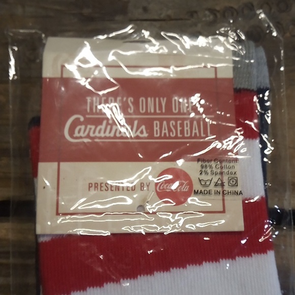 New St. Louis Cardinals Baseball Coca Cola Stars and Stripes Promo Socks - Picture 3 of 3